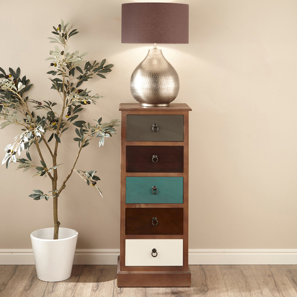 Pacific Lifestyle Loft 5 Drawer Multicolour Pine Wood Chest of Drawers Image 3