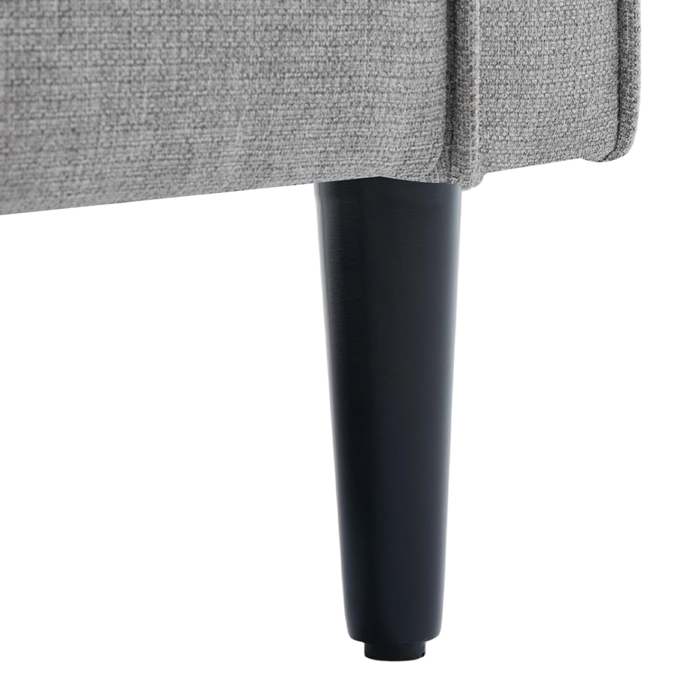 Living and Home Grey Linen Mid-Century Armchair with Armrest Pillows Image 3