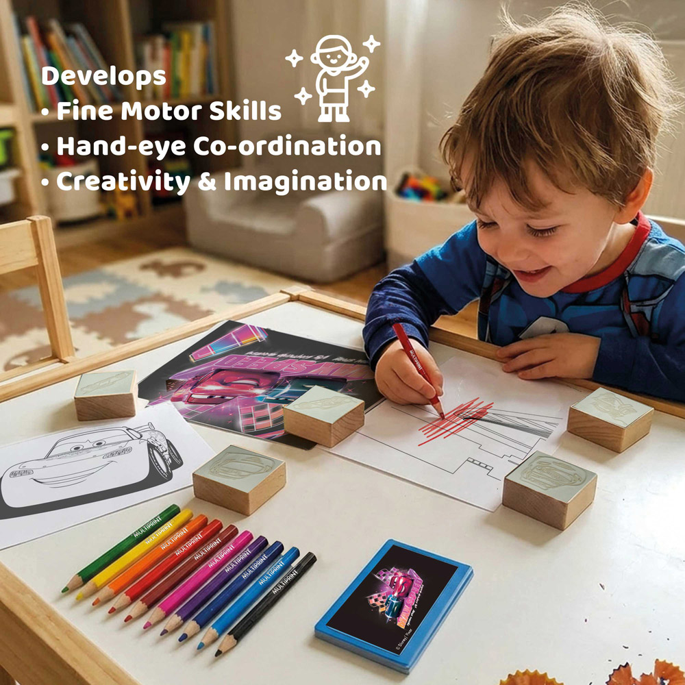 Multiprint Disney Pixar Cars Kids Travel Colouring and Stamp Set Image 6