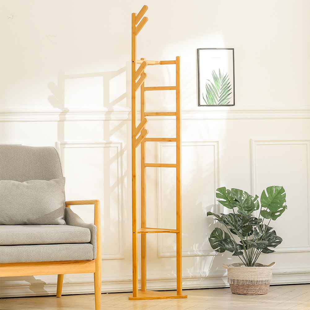 Living and Home Floor-Standing Triangle Base Bamboo Coat Rack Image 6