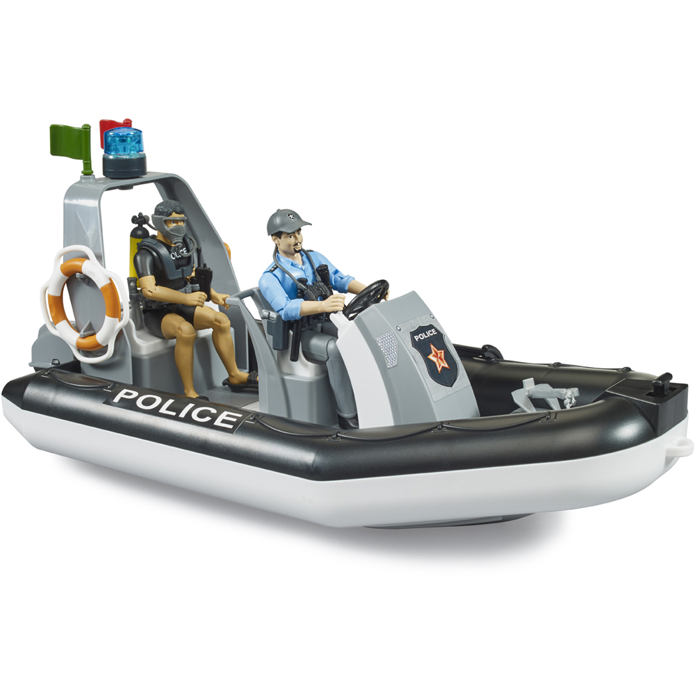 Bruder Bworld Police Boat with Rotating Beacon Light and 2 Figures Image 2