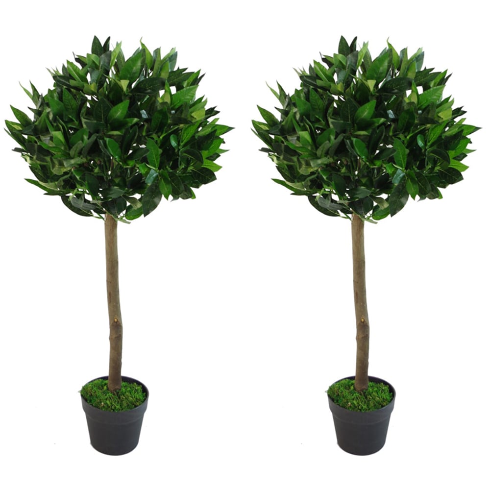 Leaf Plain Stem Topiary Bay Laurel Ball Artificial Tree 2 Pack Image 1