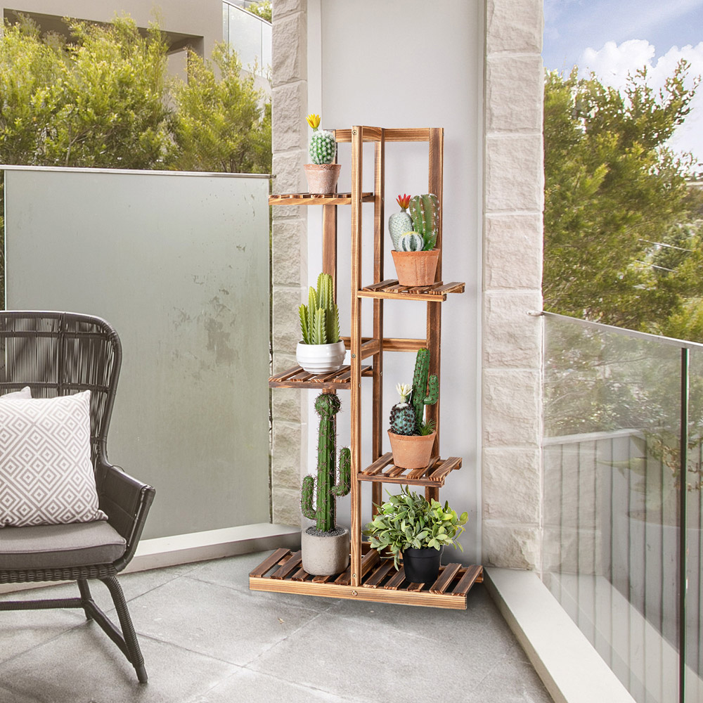 Costway 5 Tier Wooden Freestanding Plant Stand Image 2