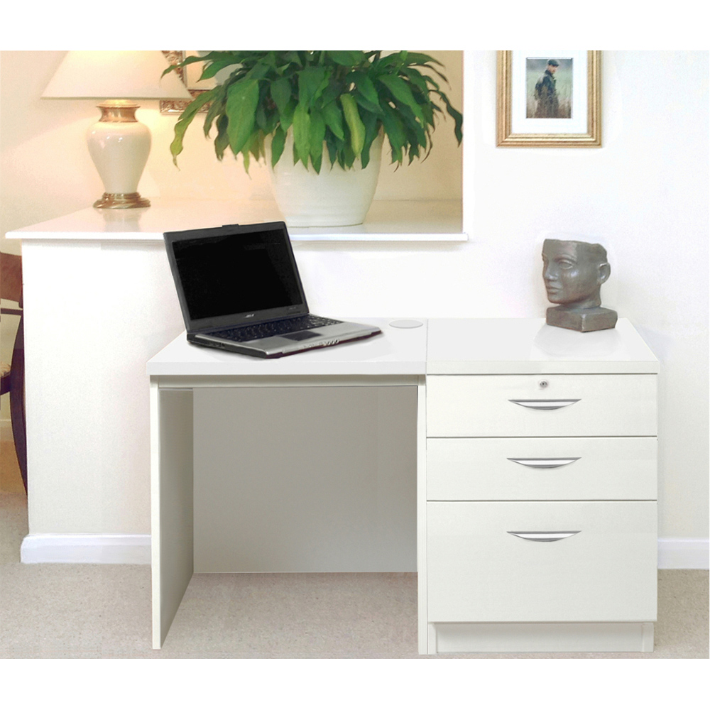 R White Cabinets 2 Drawer Single Cabinet White Set-02 Desk Image 4