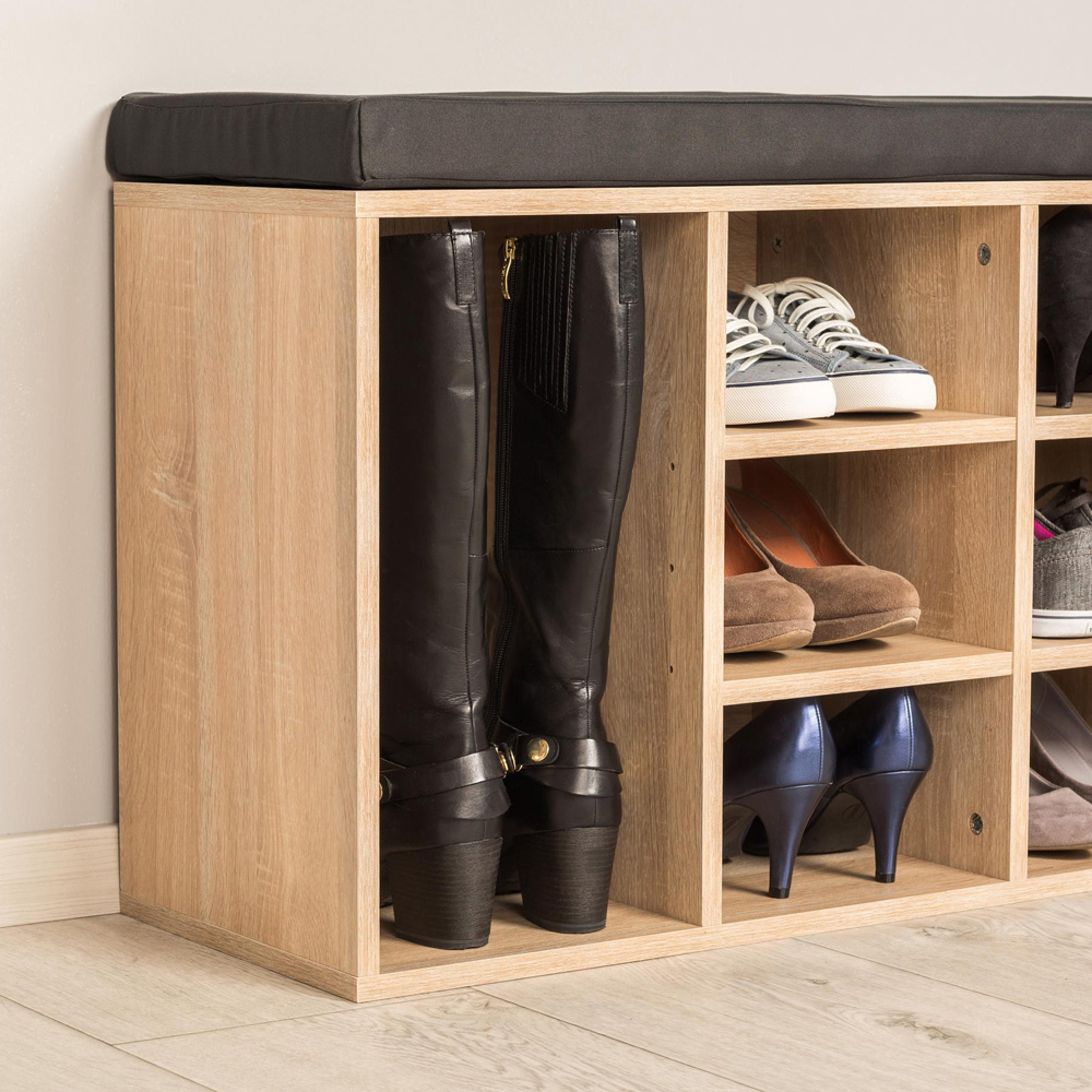 tectake 10 Compartment Light Oak Shoe Rack Image 3