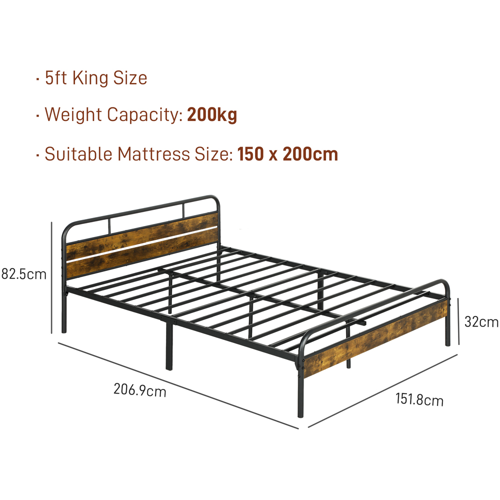 Portland King Size Rustic Brown Bed Frame with Headboard Image 9