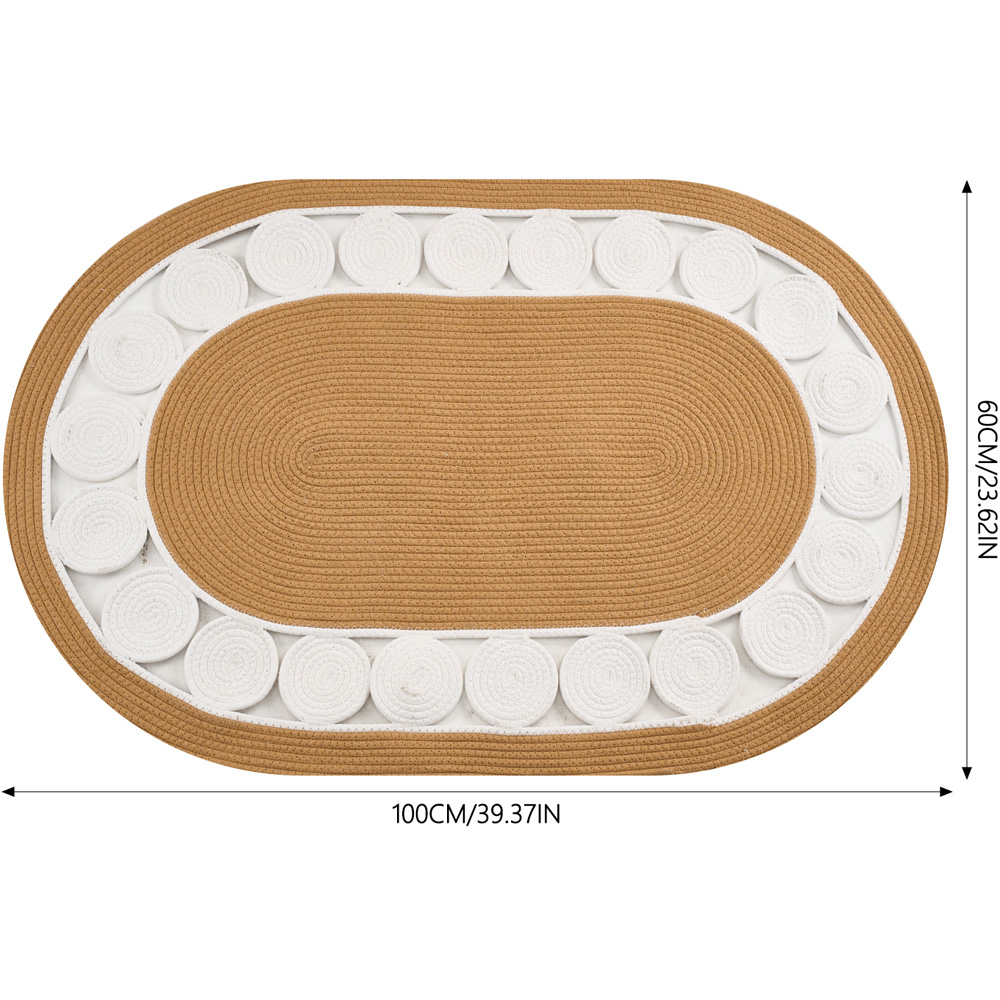 Living and Home Brown and White Braided Oval Rug 100 x 60cm Image 8