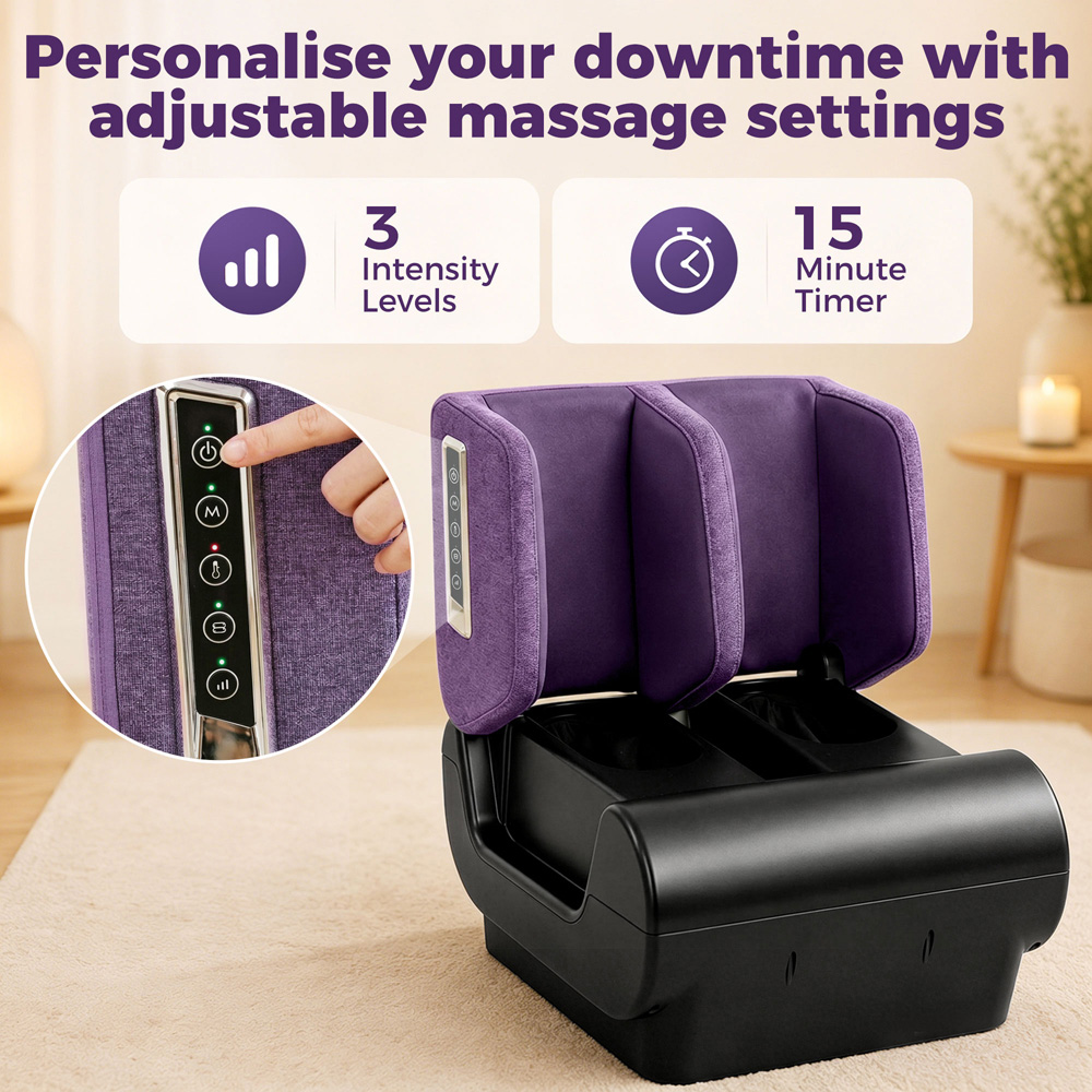 HOMCOM 2-in-1 Multicolour Foot Massager Machine and Ottoman with Heat Image 5