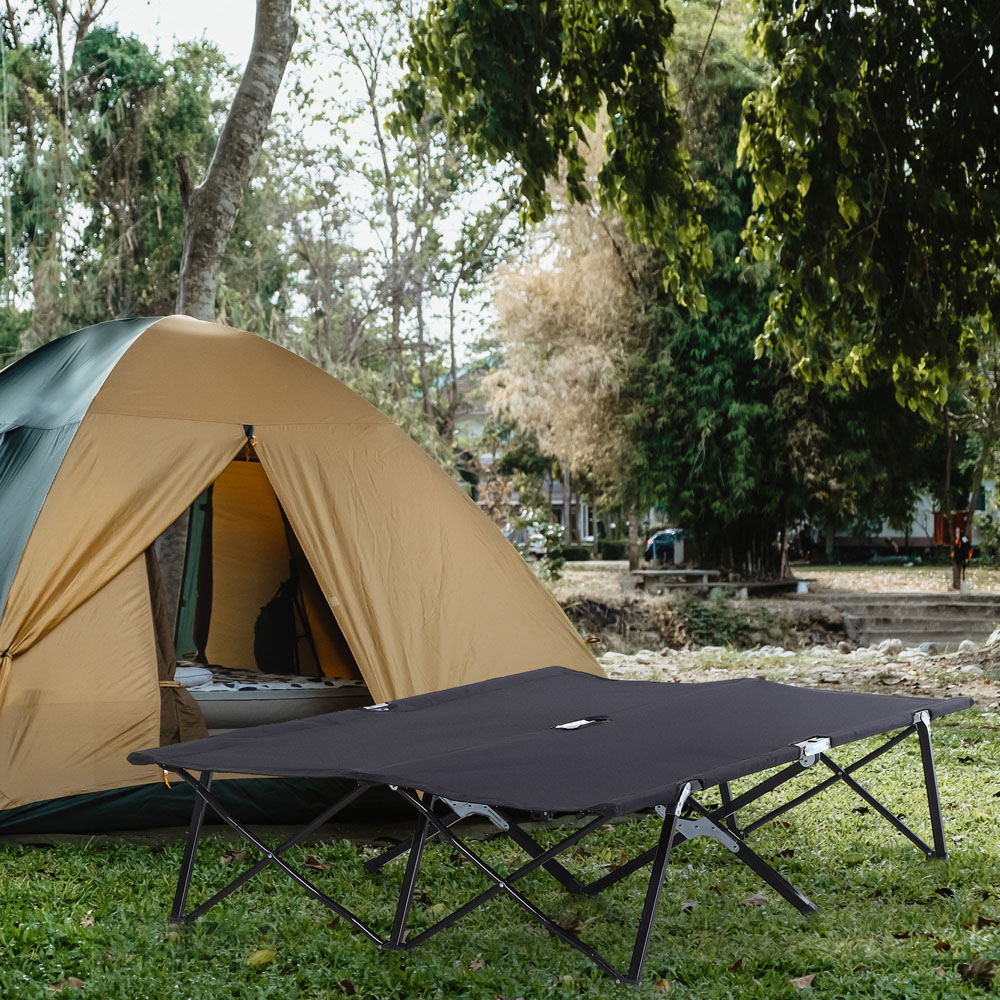 Outsunny Double Black Portable Camping Cot Image 2