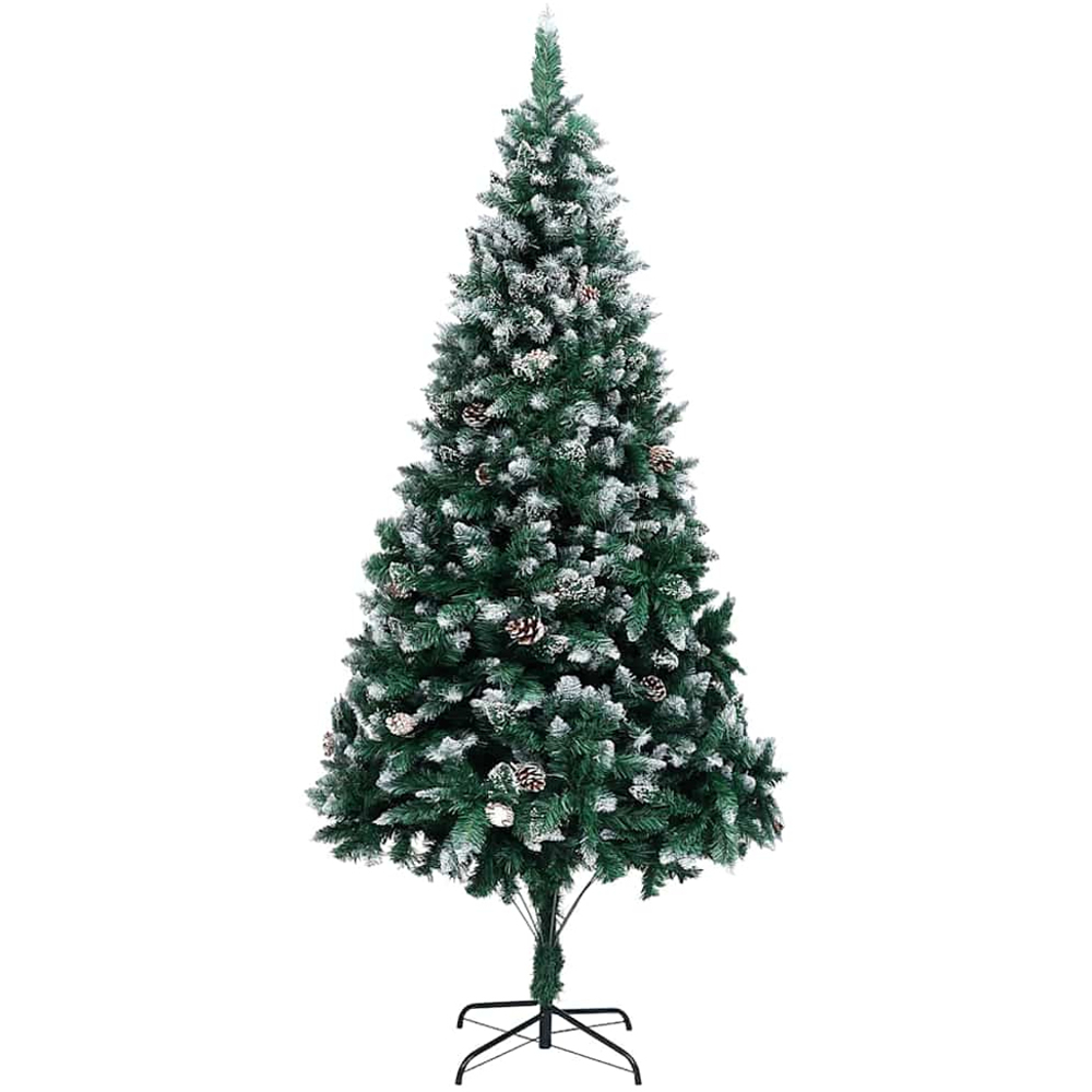 vidaXL Pre-Lit Blue Baubles Green Artificial Christmas Tree 7ft Image 5