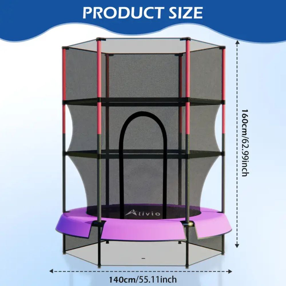 Alivio Kids Red Trampoline with Safety Enclosure Net Image 7
