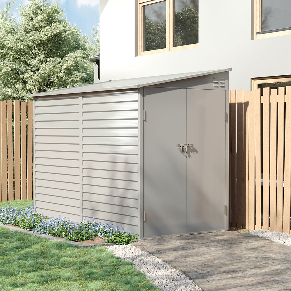 H&O Direct 8.9 x 4.7ft Grey Lean To Metal Pent Garden Shed Image 3