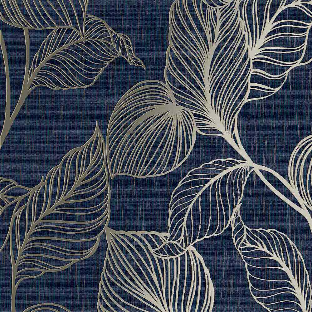 Boutique Royal Palm Wallpaper Sapphire Paper  - wilko