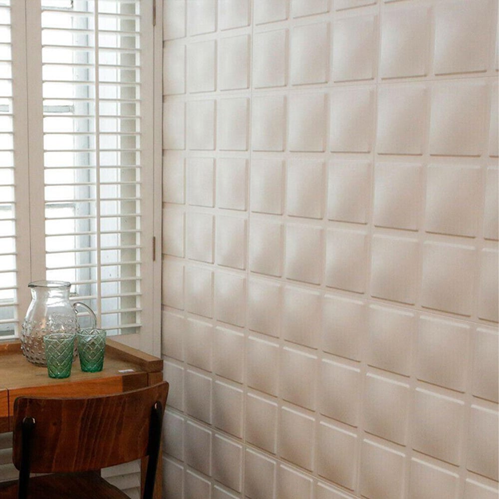 Walplus Off White Cubes 3D Wall Panel 12 Pack Image 1