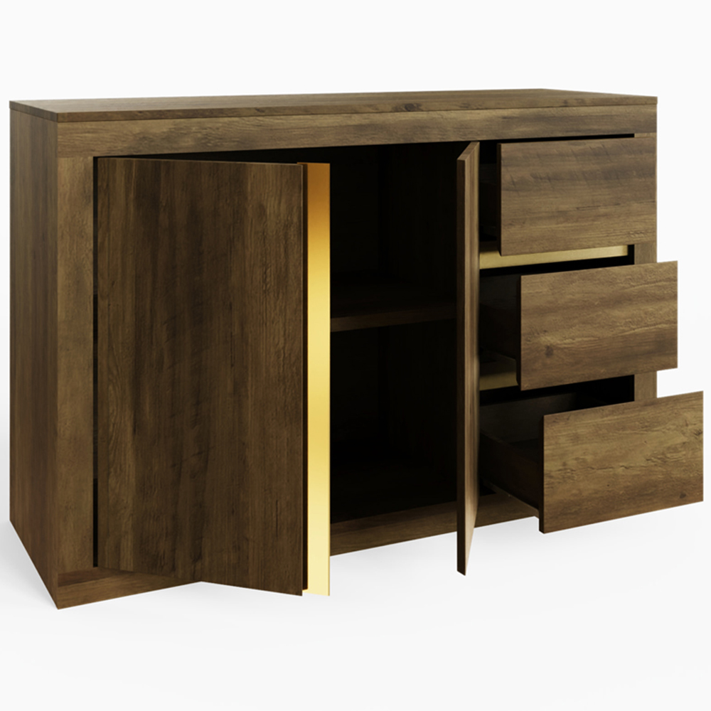 GFW Astley 2 Door 3 Drawer Knotty Oak Sideboard Image 3