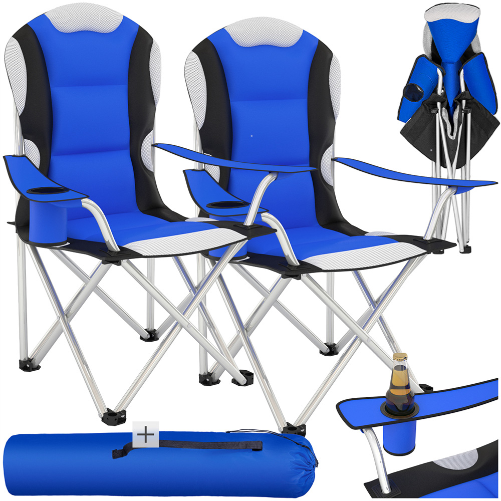 tectake 2 Piece Blue Padded Camping Chair Set Image 2