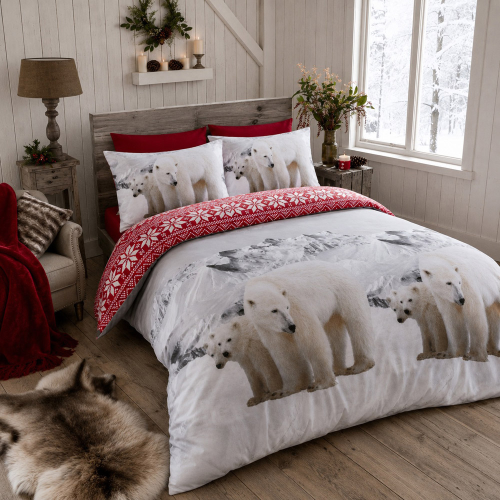Smart Living Double Polar Bear Flannelette Duvet Set Image 3