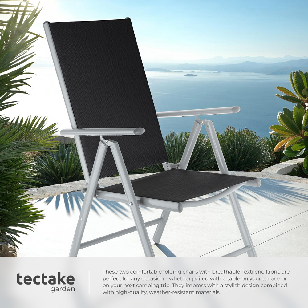 tectake Marilena Set of 8 Silver Adjustable Garden Chair Image 4