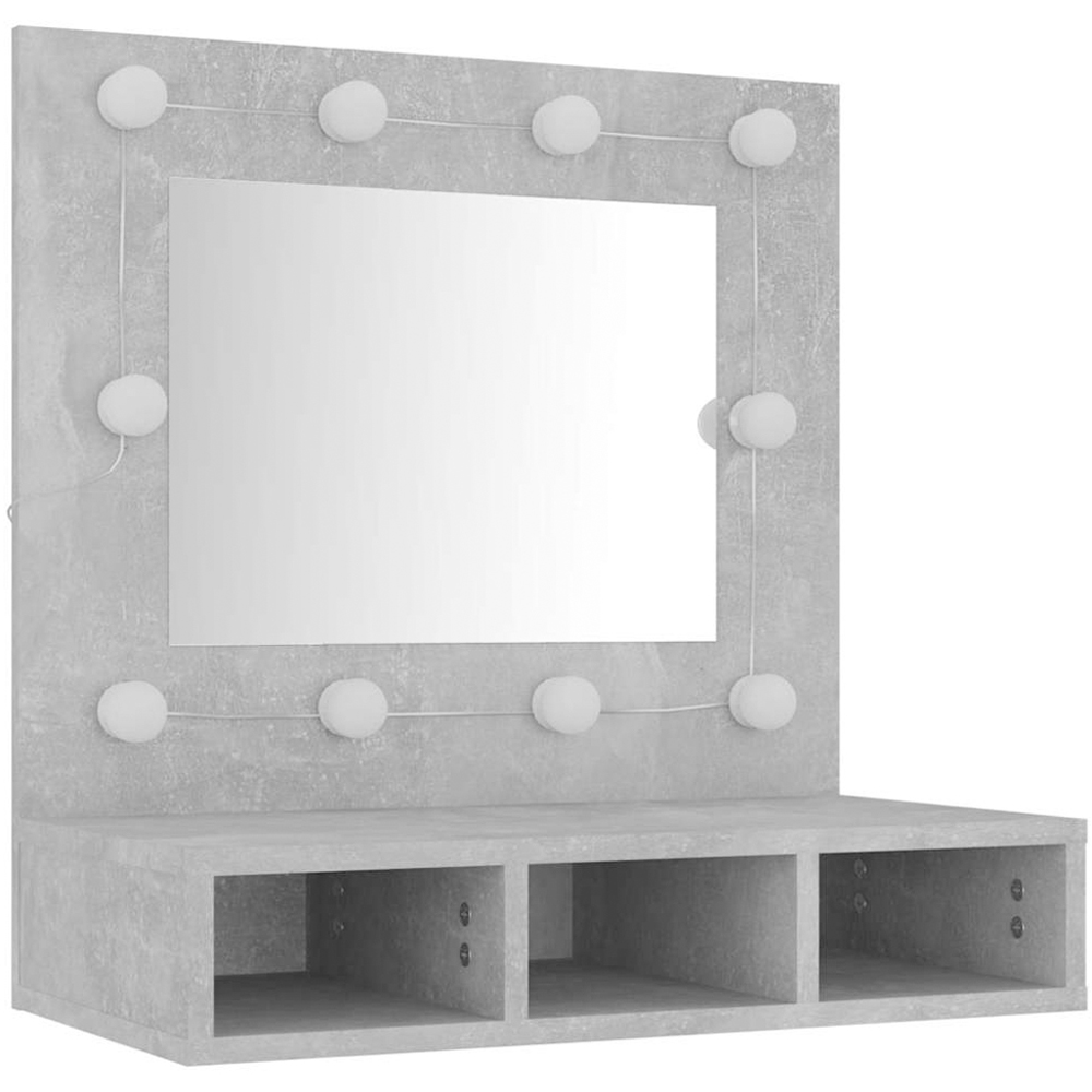 vidaXL 3 Shelf LED Concrete Grey Mirror Cabinet Image 3