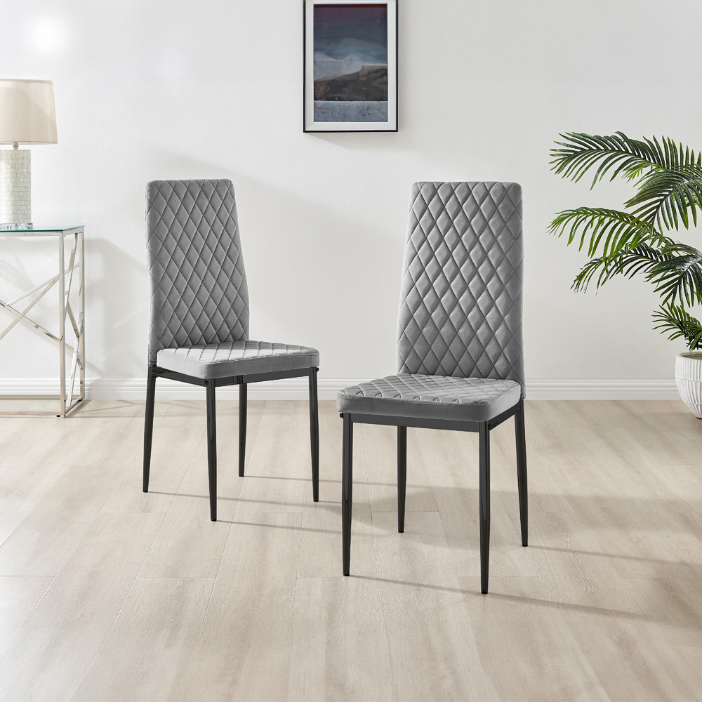 Furniturebox Arona Valera 4 Seater Round Dining Set Grey Black and Chrome Image 3