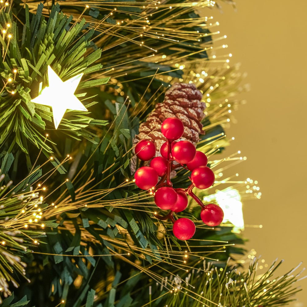 The Christmas Centre 12 Warm White LED Green Fibre Optic Artificial Xmas Tree with Berries Cones 3ft Image 7