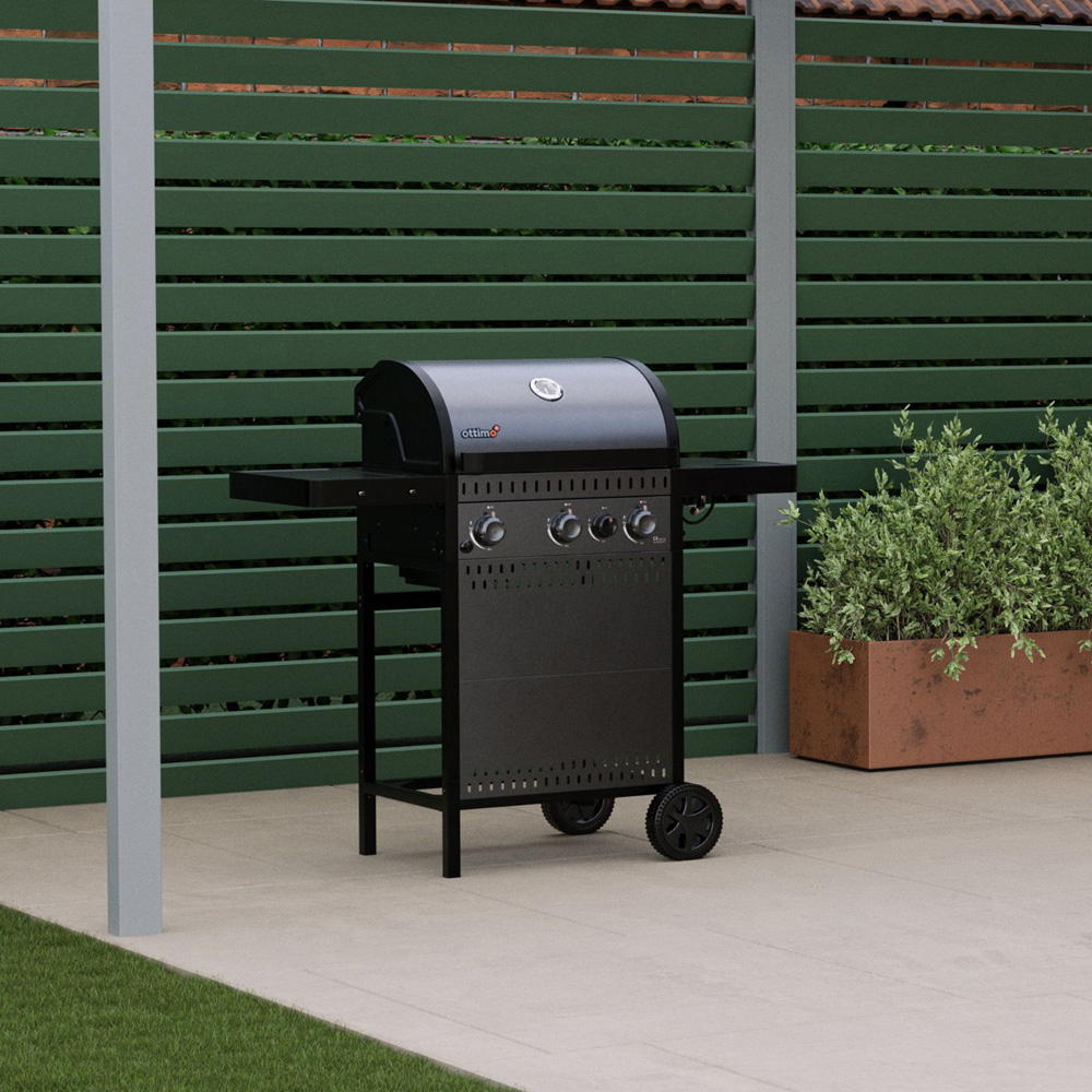 Ottimo 310 3 Burner Matt Grey and Black Gas BBQ with Side Burner Image 2