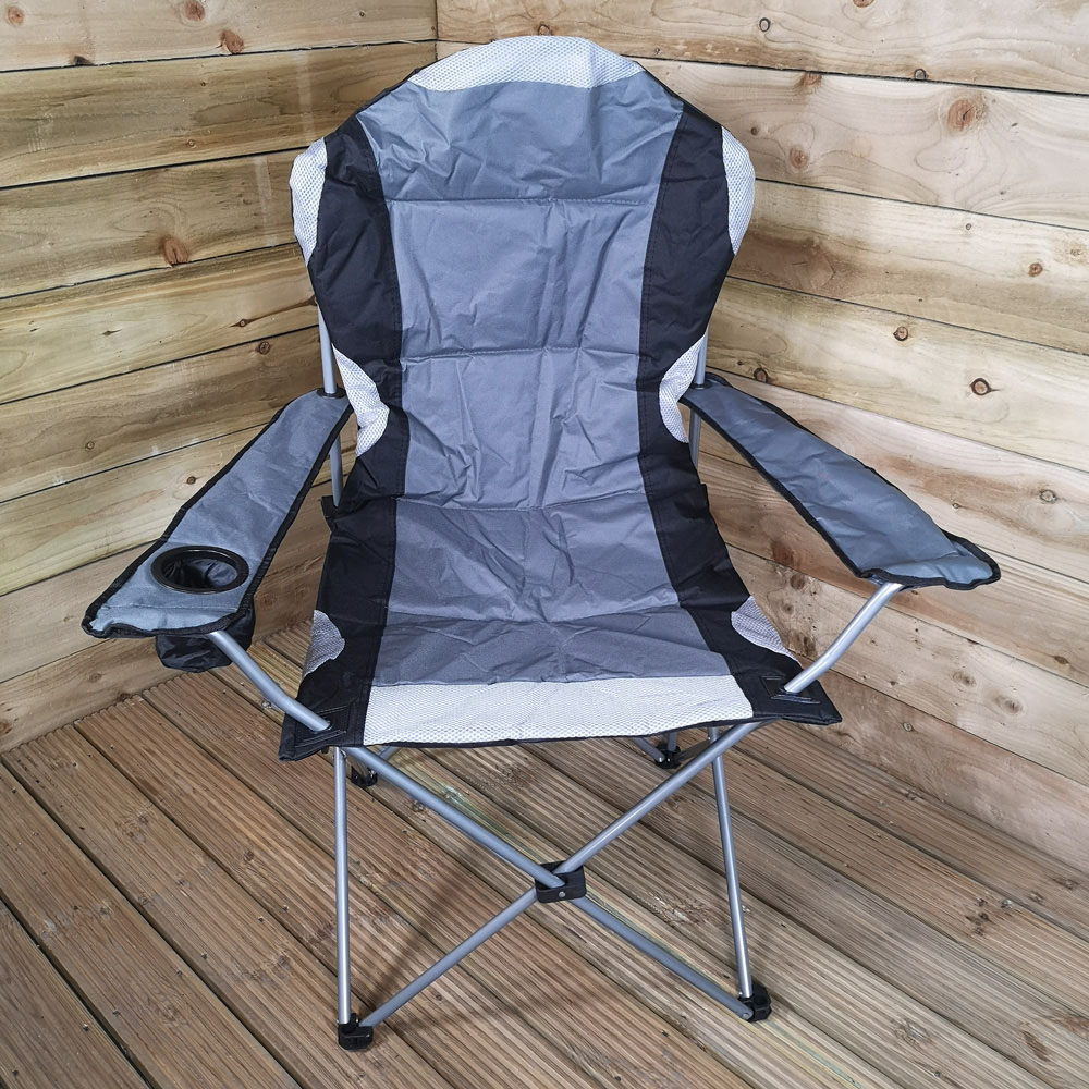 Samuel Alexander Grey Luxury Padded Folding Camping Chair Image 7