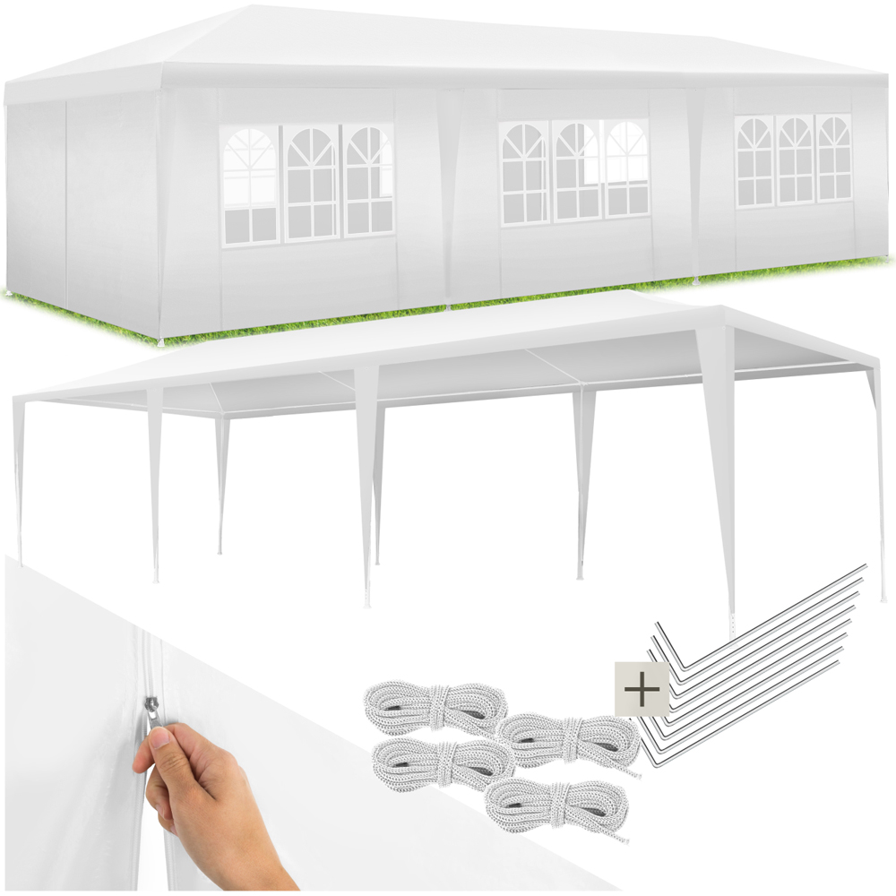 tectake Miramas 9 x 3m White 8 Side Panel Water-Resistant Gazebo Image 2