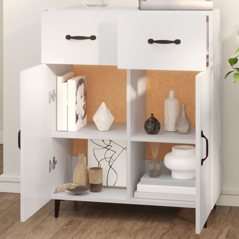 vidaXL 2 Door 2 Drawer White Sideboard Image 1