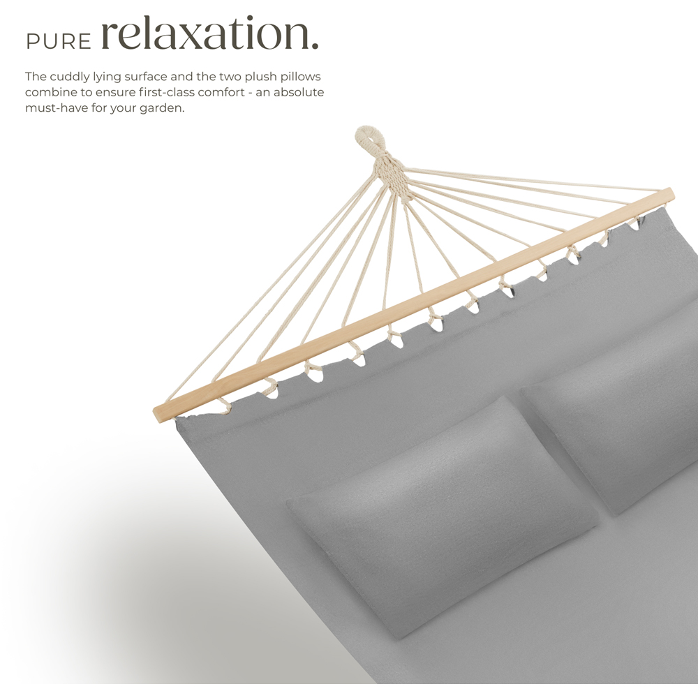 tectake Eden 2 Seater Light Grey Hammock with Support Bars Image 3