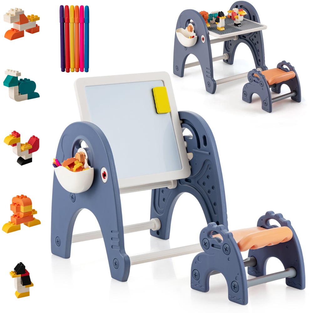 Costway Kids Art Easel and Stool Set Image 4