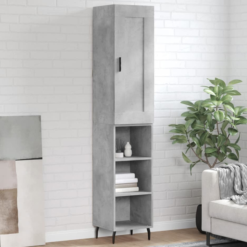 vidaXL Single Door 3 Shelf Concrete Grey Highboard Image 1