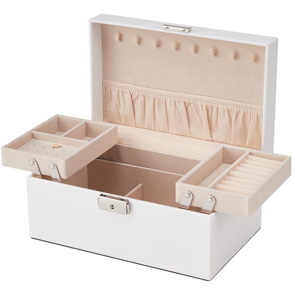 H&O Direct White PU Leather Portable Makeup Box Image 2