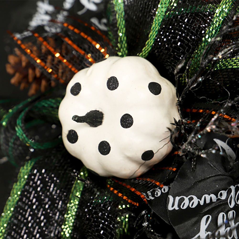 Living and Home Halloween Wreath with Black Bows 40cm Image 7