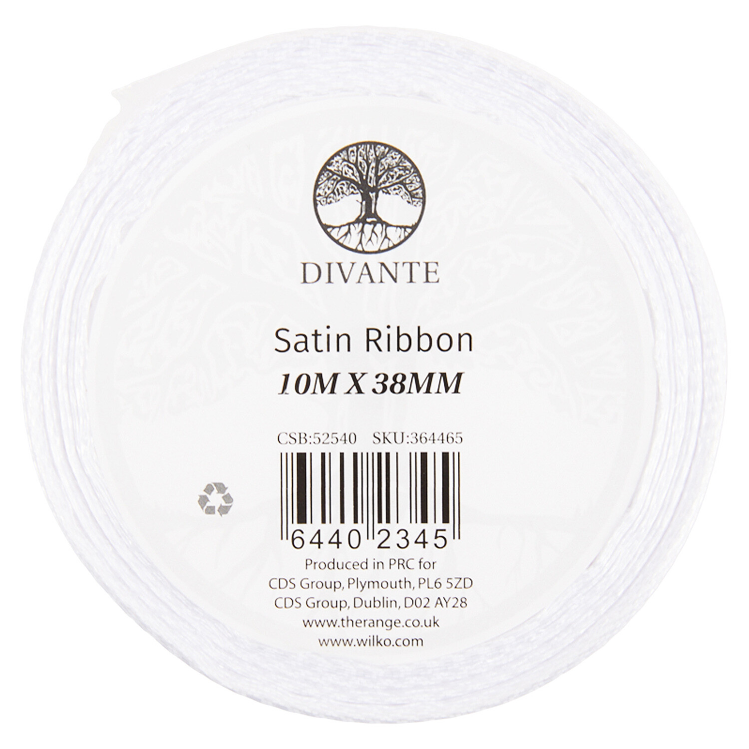 White or Pearl Satin Ribbon - White or Pearled White / 10m Image 2