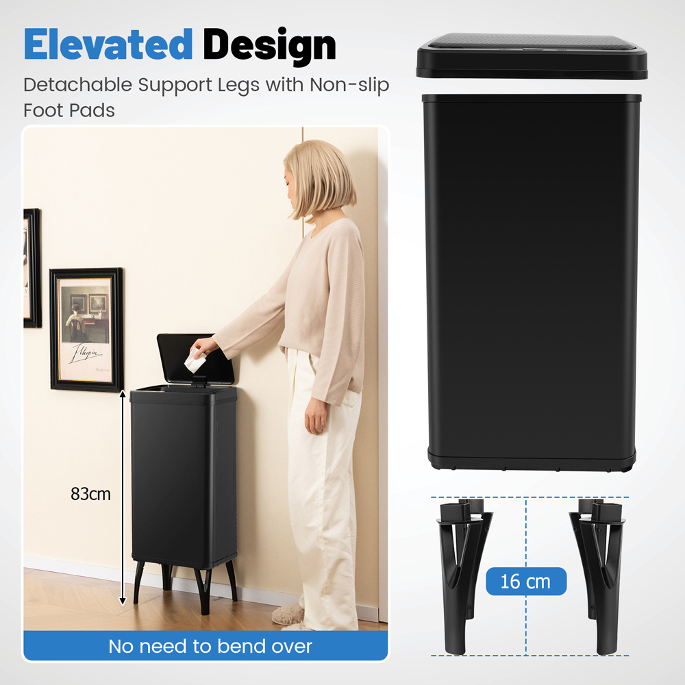 Costway Black Stainless Steel Automatic Sensor Trash Can 50L Image 5