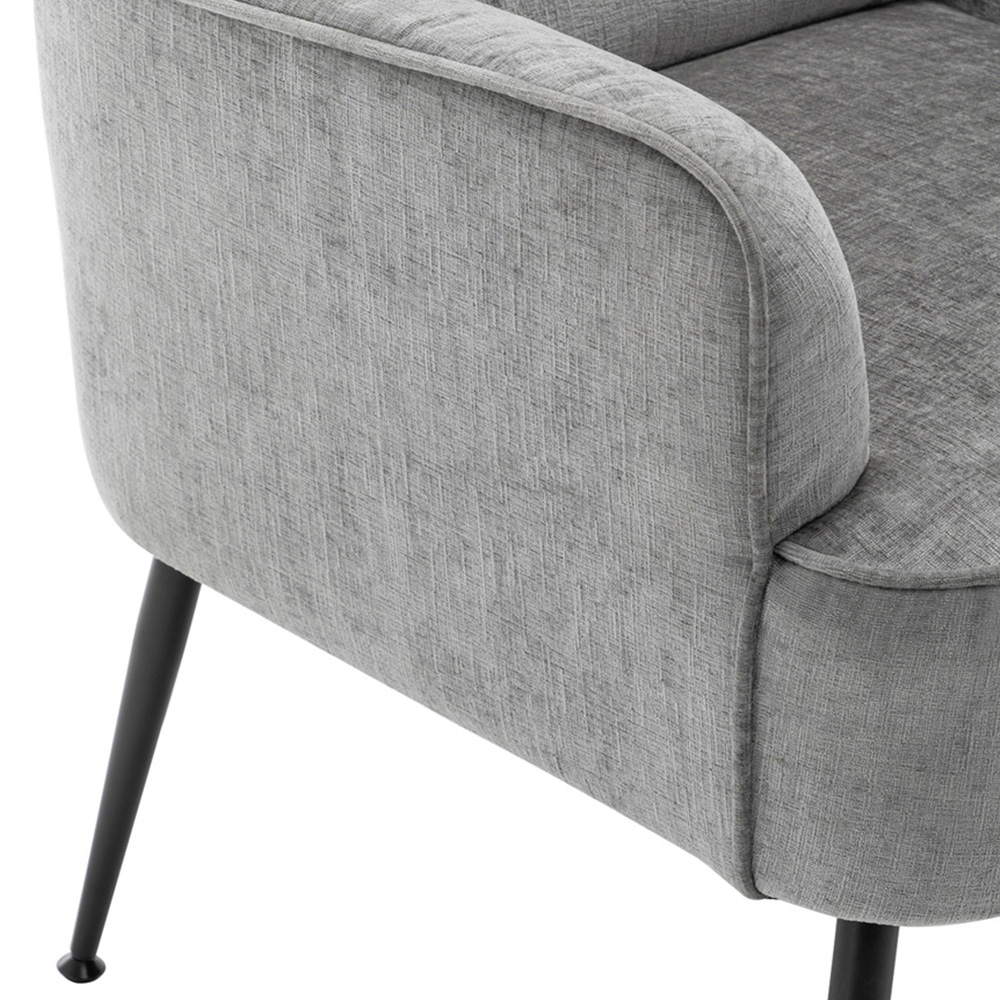 Living and Home Grey Chenille Upholstered Leisure Chair with Armrests Image 6