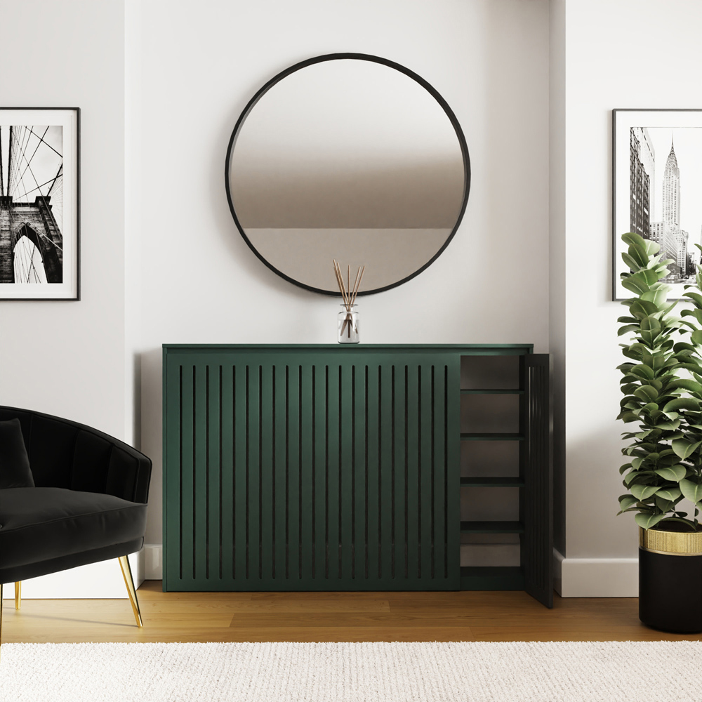 GFW Cooper Single Door Forest Green Radiator Cover Image 4