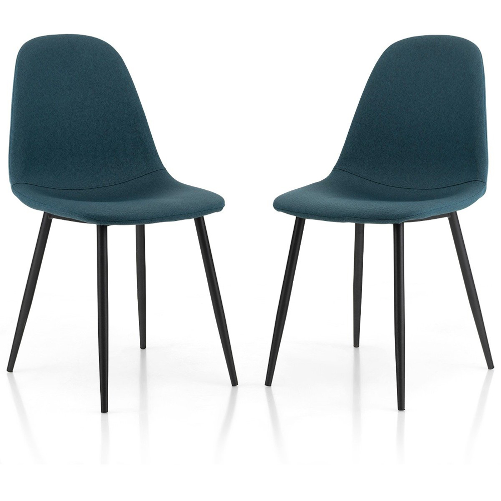 Costway Set of 2 Blue Upholstered Dining Chair Image 2