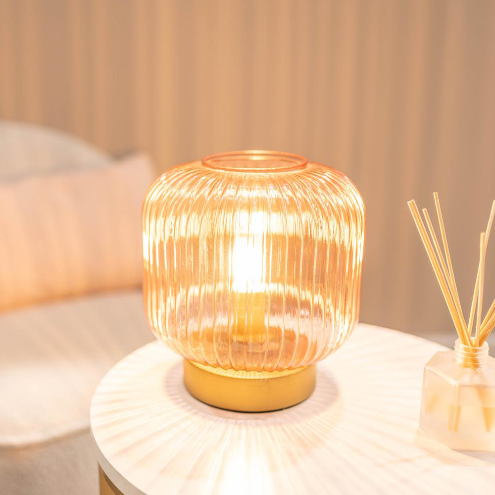 ValueLights Monroe Pink Glass Table Lamp Image 5