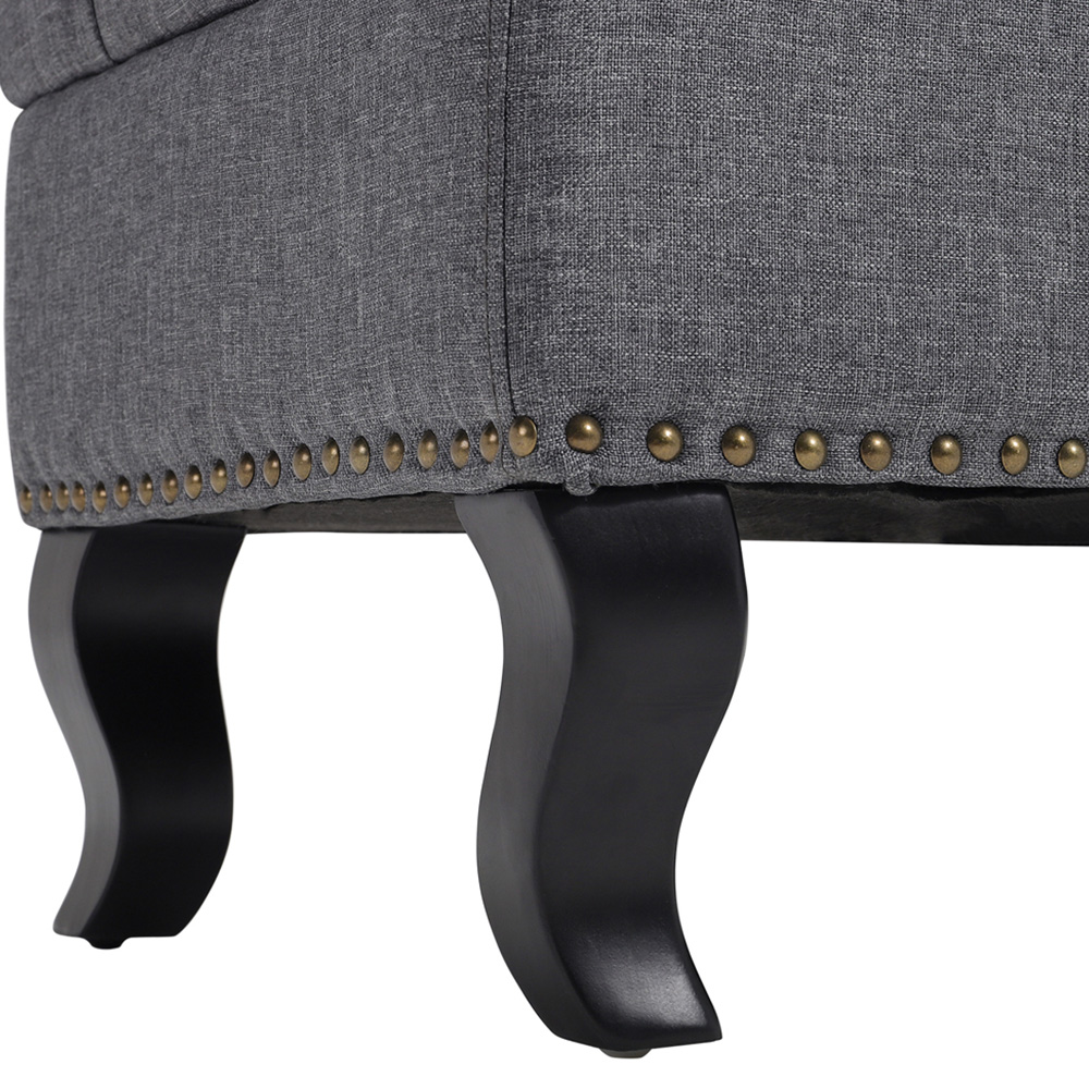 Living and Home Grey Nailhead Trim Ottoman Bench Image 5