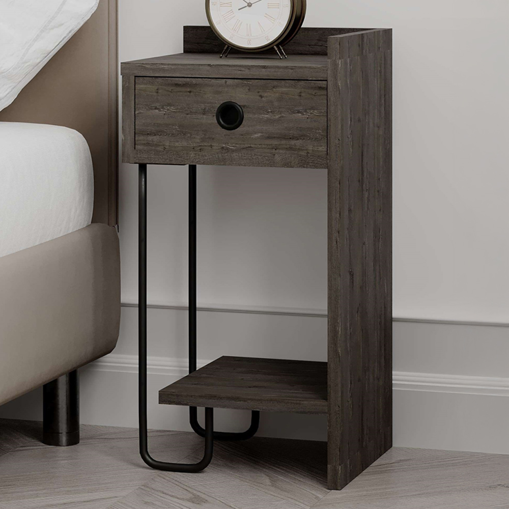 Decortie Sirius Single Drawer Single Shelf Dark Coffee Right Module Bedside Table Image 1