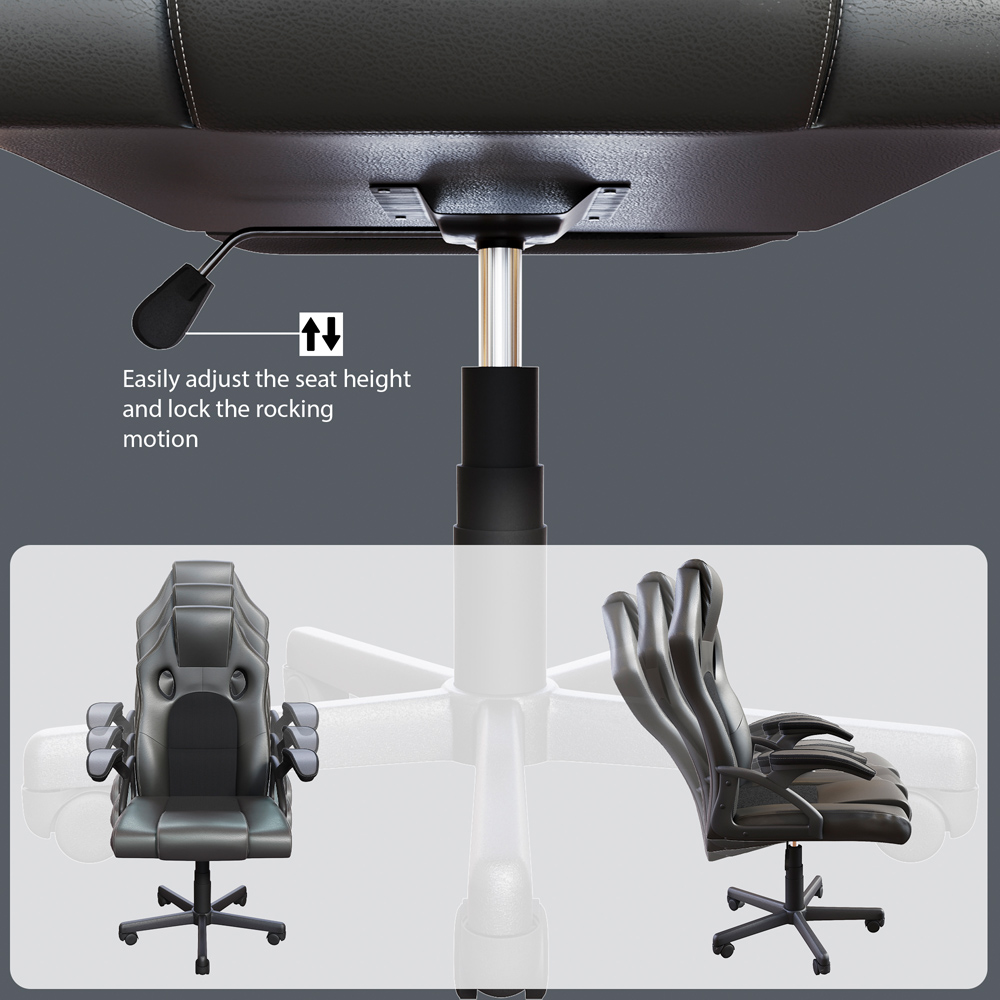 Vida Designs Coma Grey Racing Gaming Chair Image 8