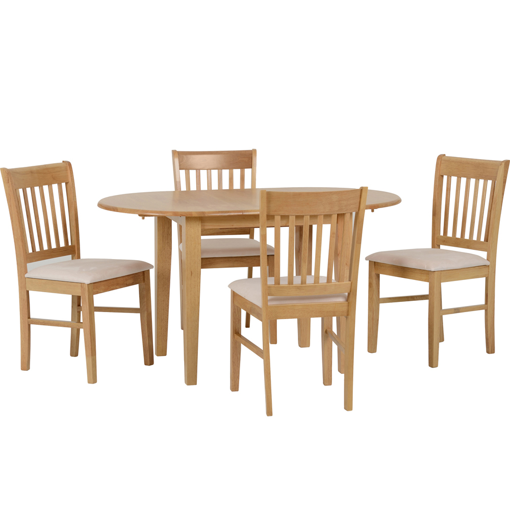 Seconique Oxford 4 Seater Extending Dining Set Natural Oak and Mink Microsuede Image 2