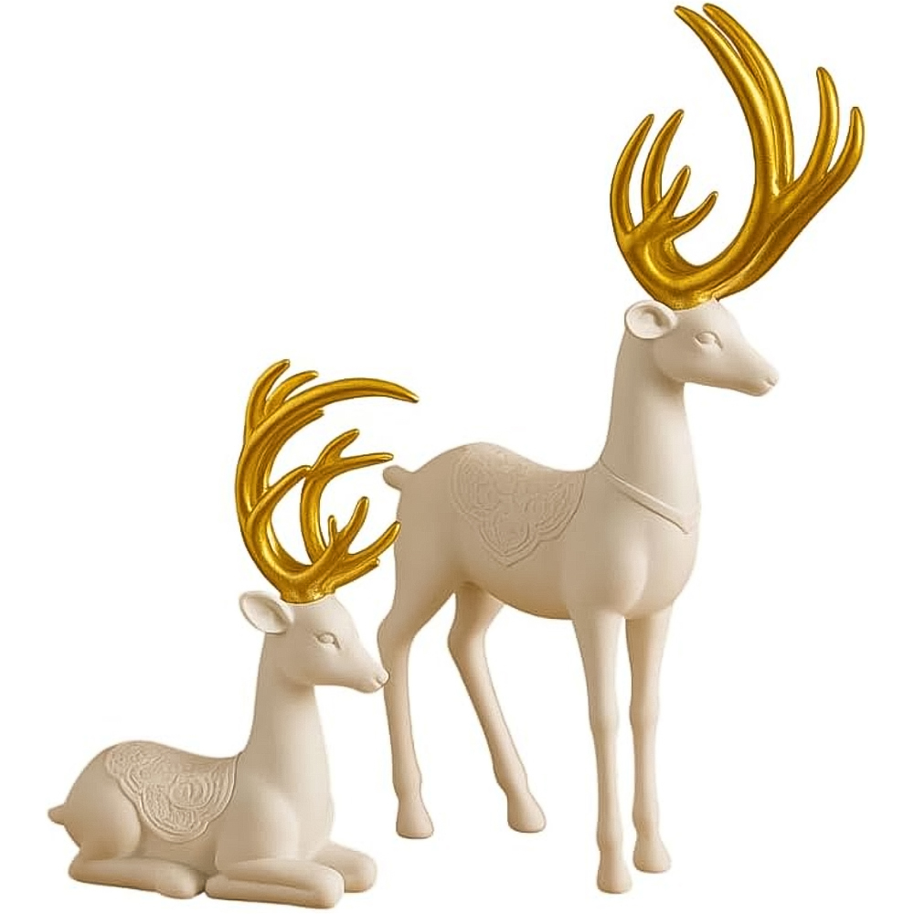 Marco Paul 2 Piece Standing and Sitting Reindeers Christmas Decorations Set Image 1