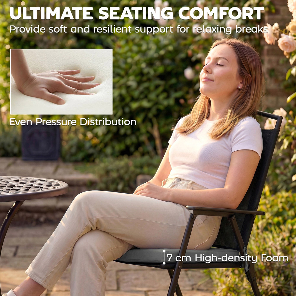 Outsunny Dark Grey Seat Cushion with Machine Washable Cover 46 x 42cm 6 Pack Image 4