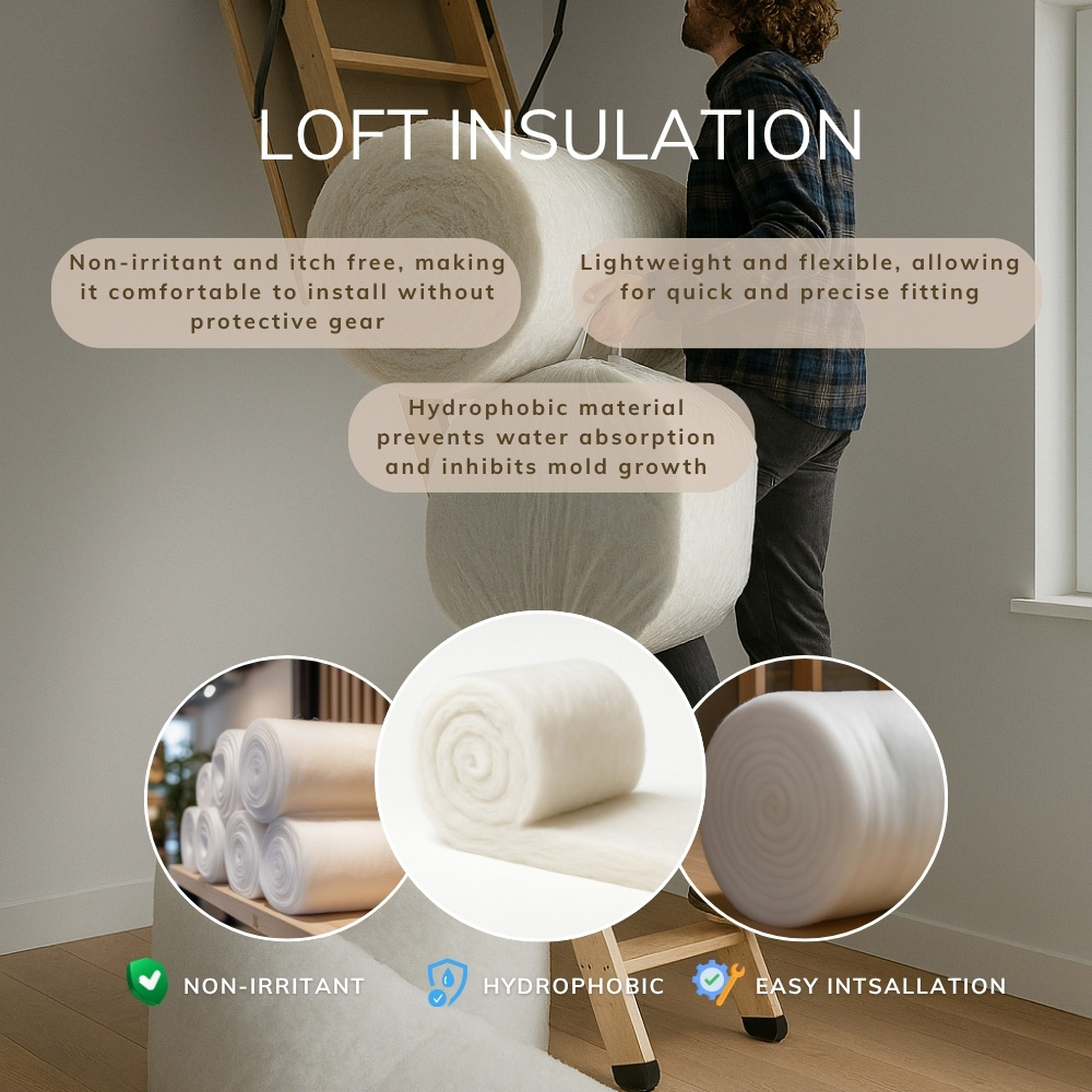 Opulent Home Thermal Polyester Loft Insulation Roll 10m x 370 x 110mm Image 3