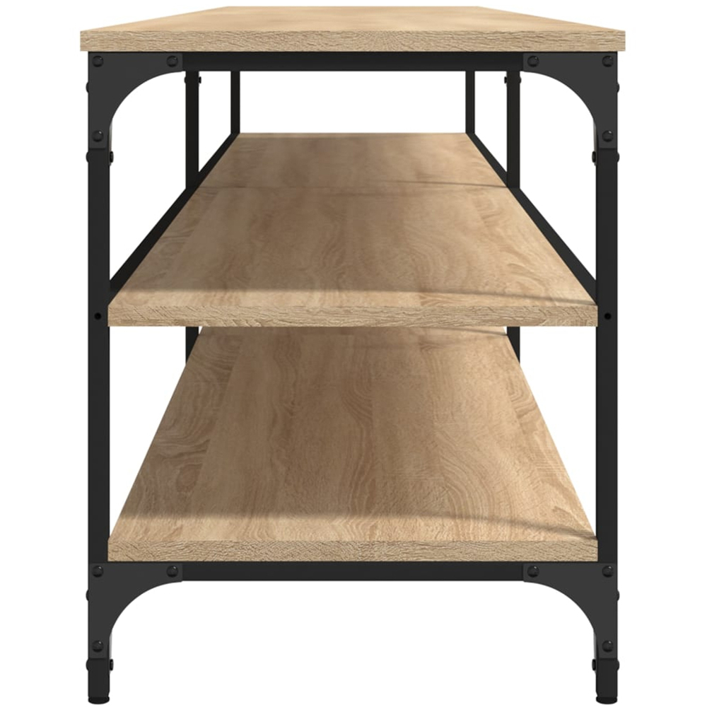 vidaXL 2 Shelf Sonoma Oak Wood and Metal Wide TV Cabinet Image 6