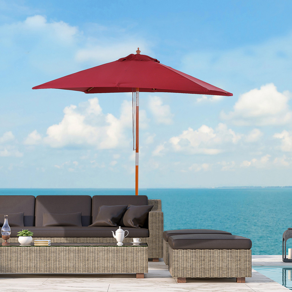 Outsunny Wine Red Tilting Parasol 2 x 1.5m Image 2