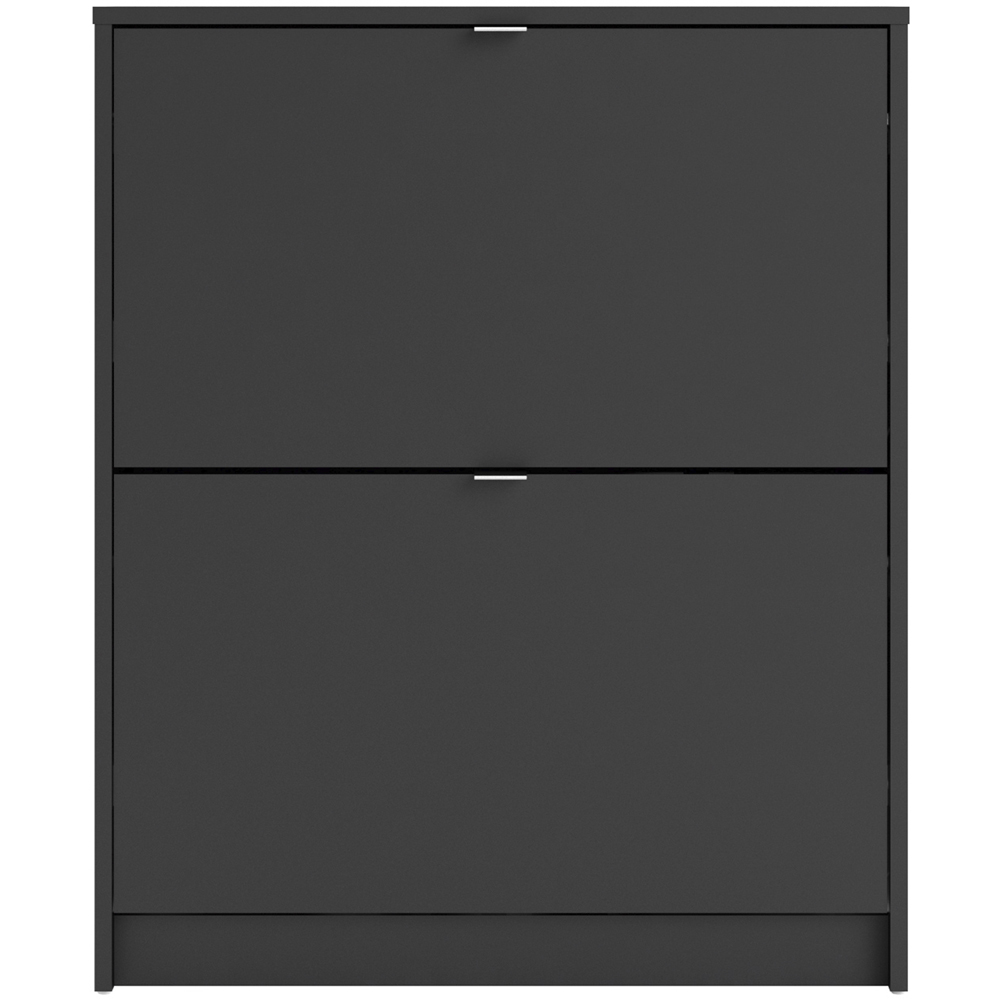 Florence Shoes 2 Flip Door Double Layer Matt Black Shoe Storage Cabinet Image 3
